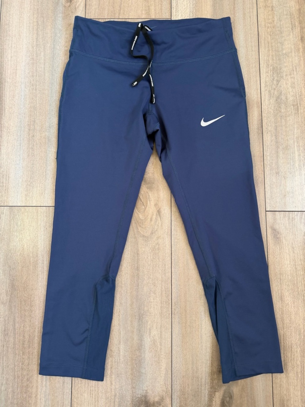 Nike Navy Blue Dri-FIT Mid-Rise Leggings with Reflective Swoosh